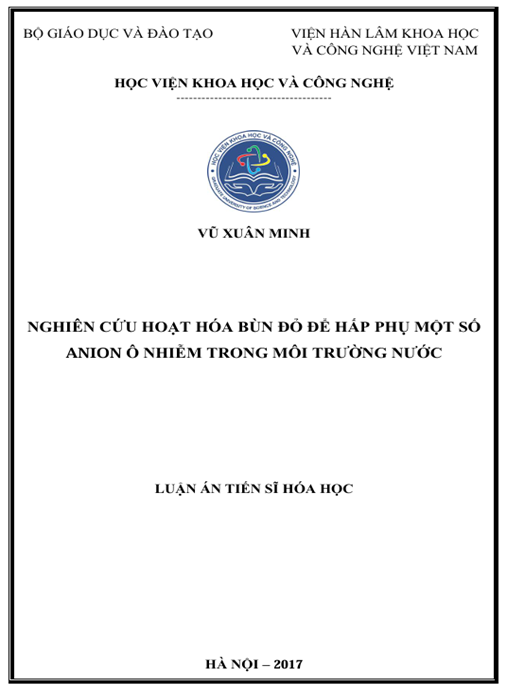 Luận án Nghiên cứu hoạt hóa bùn đỏ để hấp phụ một số anion ô nhiễm trong môi trường nước