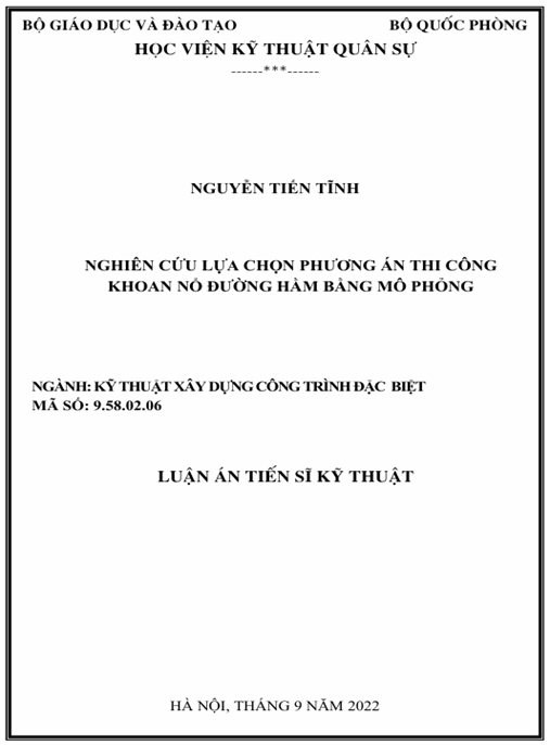 Luận án – Nghiên cứu lựa chọn phương án thi công khoan nổ đường hầm bằng mô phỏng