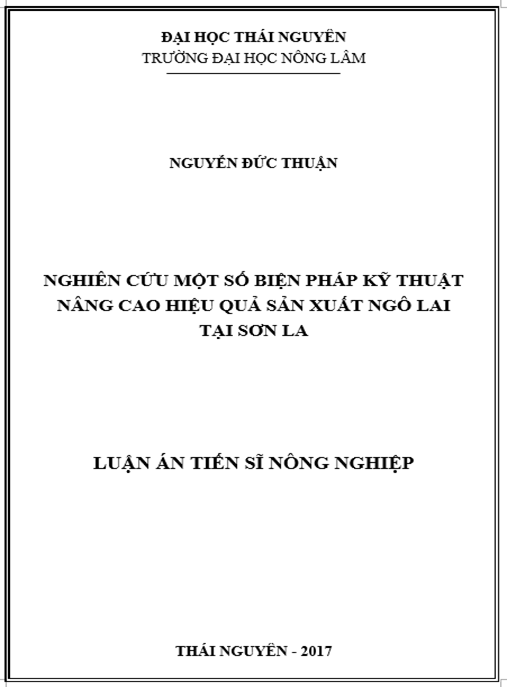 Luận án Nghiên cứu một số biện pháp kỹ thuật nâng cao hiệu quả sản xuất ngô lai tại Sơn La