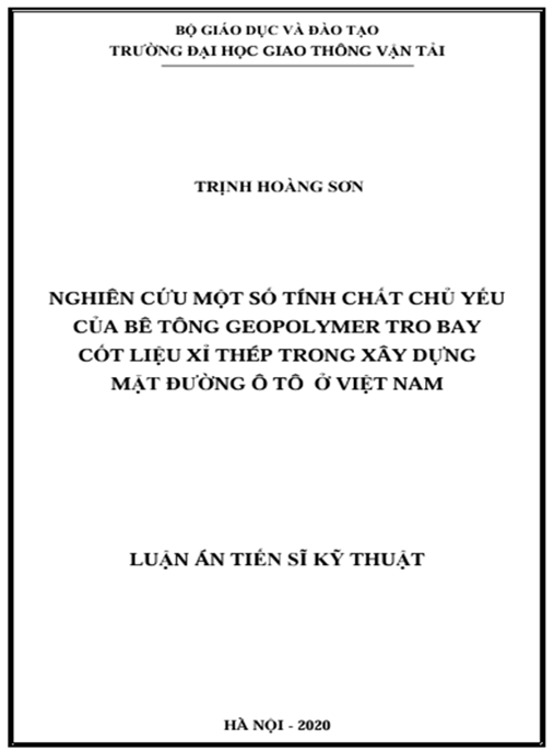 Luận án Nghiên cứu một số tính chất chủ yếu của bê tông geopolymer tro bay cốt liệu xỉ thép trong xây dựng mặt đường ô tô ở Việt Nam