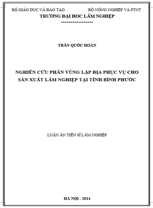 Luận án Nghiên cứu phân vùng lập địa phục vụ cho sản xuất lâm nghiệp tại tỉnh Bình Phước