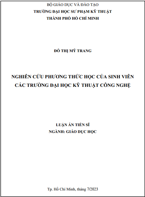 Luận án – Nghiên cứu phương thức học của sinh viên các trường đại học Kỹ thuật Công nghệ