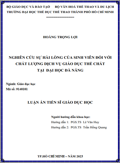 Luận án – Nghiên cứu sự hài lòng của sinh viên đối với chất lượng dịch vụ giáo dục thể chất tại Đại học Đà Nẵng