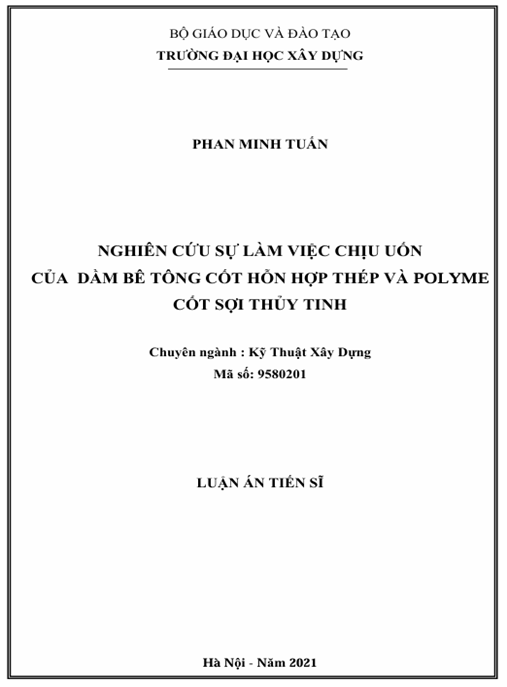 Luận án Nghiên cứu sự làm việc chịu uốn của dầm bê tông cốt hỗn hợp thép và polyme cốt sợi thủy tinh