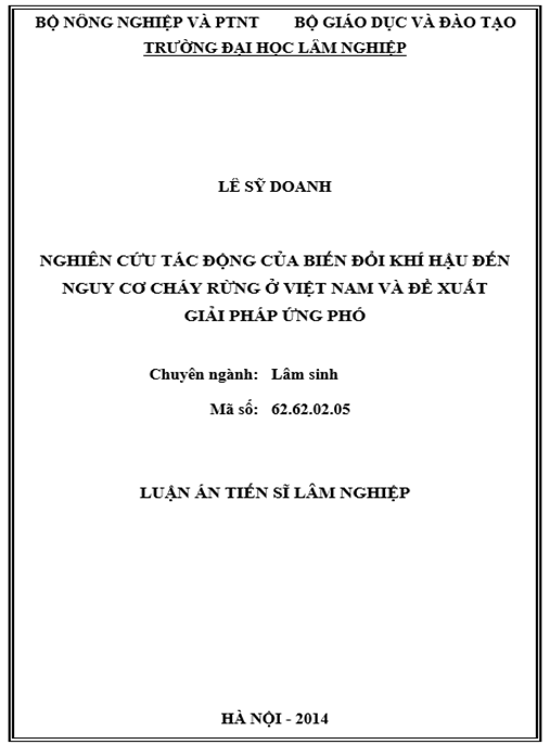 Luận án Nghiên cứu tác động của biến đổi khí hậu đến nguy cơ cháy rừng ở Việt Nam và đề xuất giải pháp ứng phó