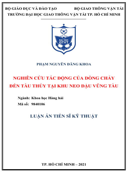 Luận án – Nghiên cứu tác động của dòng chảy đến tàu thủy tại khu neo đậu Vũng Tàu