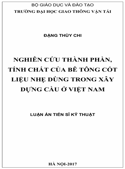 Luận án Nghiên cứu thành phần, tính chất của bê tông cốt liệu nhẹ dùng trong xây dựng cầu ở Việt Nam