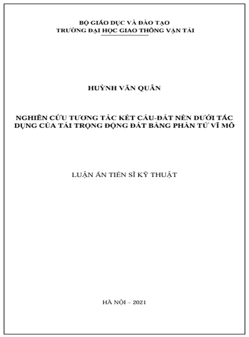 Luận án Nghiên cứu tương tác kết cấu-đất nền dưới tác dụng của tải trọng động đất bằng phần tử vĩ mô
