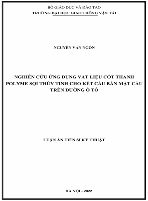 Luận án – Nghiên cứu ứng dụng vật liệu cốt thanh polyme sợi thủy tinh cho kết cấu bản mặt cầu trên đường ô tô
