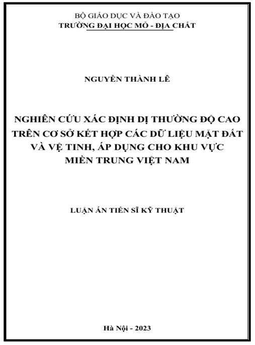 Luận án – Nghiên cứu xác định dị thường độ cao trên cơ sở kết hợp các dữ liệu mặt đất và vệ tinh, áp dụng cho khu vực miền Trung Việt Nam