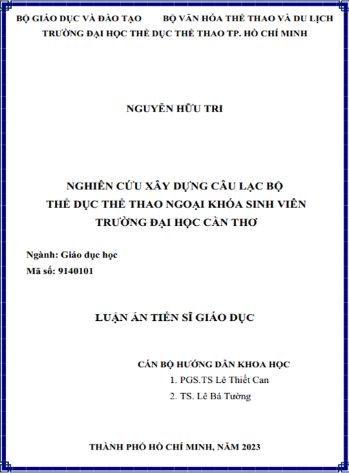 Luận án – Nghiên cứu xây dựng Câu lạc bộ thể dục thể thao ngoại khóa Trường Đại học Cần Thơ