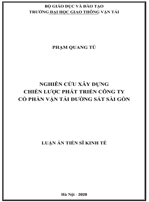 Luận án Nghiên cứu xây dựng chiến lược phát triển Công ty cổ phần vận tải đường sắt Sài Gòn