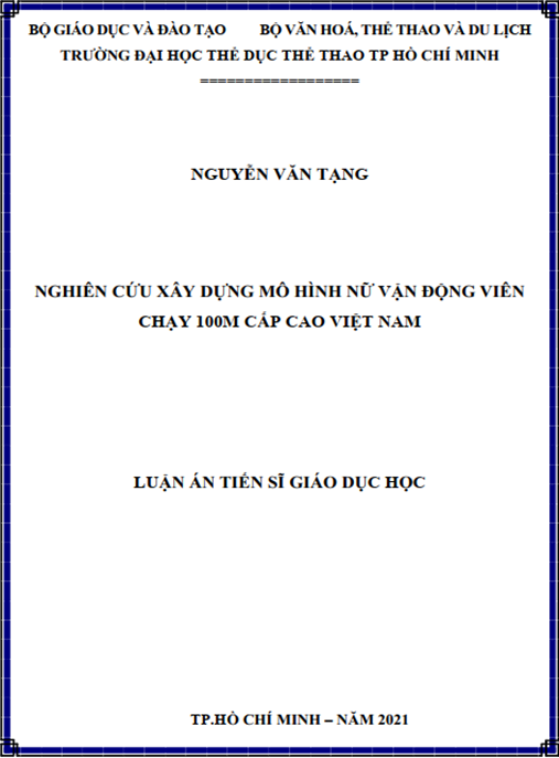 Luận án –  Nghiên cứu xây dựng mô hình nữ vận động viên chạy 100m cấp cao Việt Nam