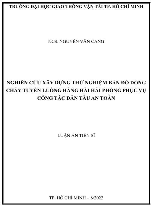 Luận án – Nghiên cứu xây dựng thử nghiệm bản đồ dòng chảy tuyến luồng hàng hải Hải Phòng phục vụ công tác dẫn tàu an toàn.
