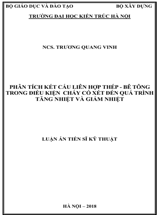 Luận án Phân Tích Kết Cấu Liên Hợp Thép – Bê Tông Trong Điều Kiện Cháy Có Xét Đến Quá Trình Tăng Nhiệt Và Giảm Nhiệt
