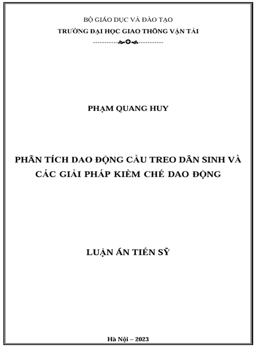 Luận án – Phân tích dao động cầu treo dân sinh và các giải pháp kiềm chế dao động