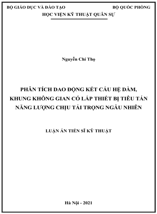 Luận án – Phân tích dao động kết cấu hệ dầm, khung không gian có lắp thiết bị tiêu tán năng lượng chịu tải trọng ngẫu nhiên.