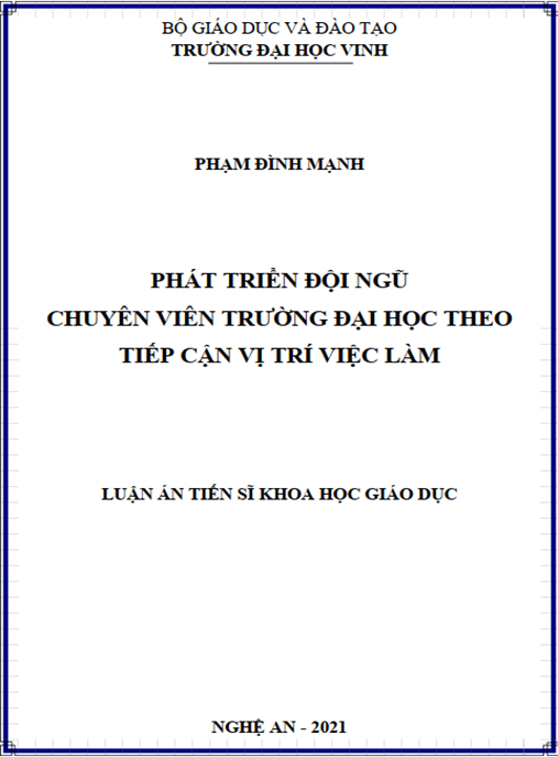 Luận án – Phát triển đội ngũ chuyên viên trường đại học theo tiếp cận vị trí việc làm