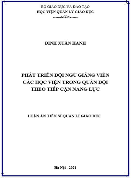 Luận án –  Phát triển đội ngũ giảng viên các học viện trong quân đội theo tiếp cận năng lực