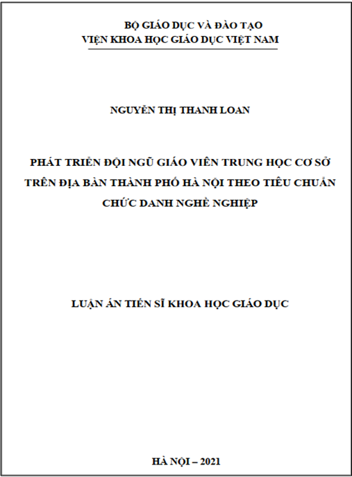 Luận án –  Phát triển đôi ngũ giáo viên trung học cơ sở trên địa bàn thành phố Hà Nội theo tiêu chuẩn chức danh nghề nghiệp