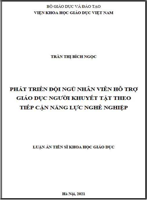 Luận án – Phát triển đội ngũ nhân viên hỗ trợ giáo dục người khuyết tật theo tiếp cận năng lực nghề nghiệp