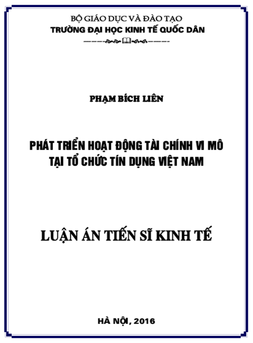 Luận án Phát triển hoạt động tài chính vi mô tại các tổ chức tín dụng Việt Nam