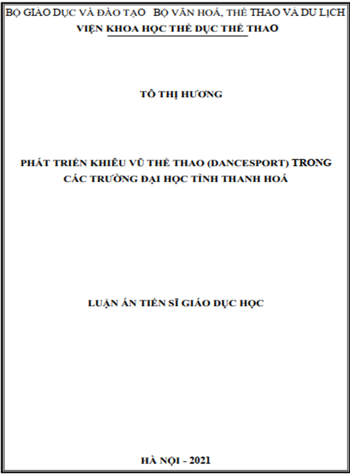 Luận án –  Phát triển khiêu vũ thể thao (dancesport) trong các trường đại học tỉnh Thanh Hóa
