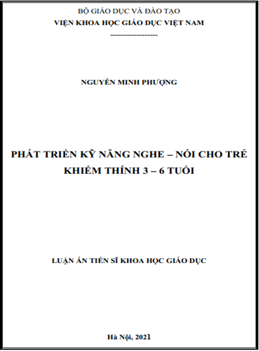 Luận án –  Phát triển kỹ năng nghe – nói cho trẻ khiếm thính 3 – 6 tuổi