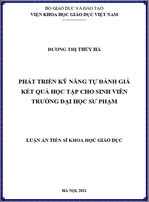 Luận án –  Phát triển kỹ năng tự đánh giá kết quả học tập cho sinh viên trường Đại học sư phạm