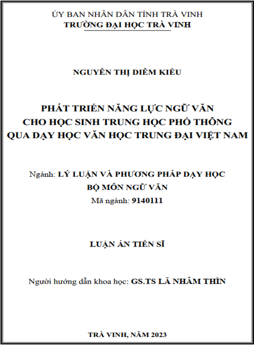 Luận án –  Phát triển năng lực Ngữ văn cho học sinh trung học phổ thông qua dạy học văn học trung đại Việt Nam