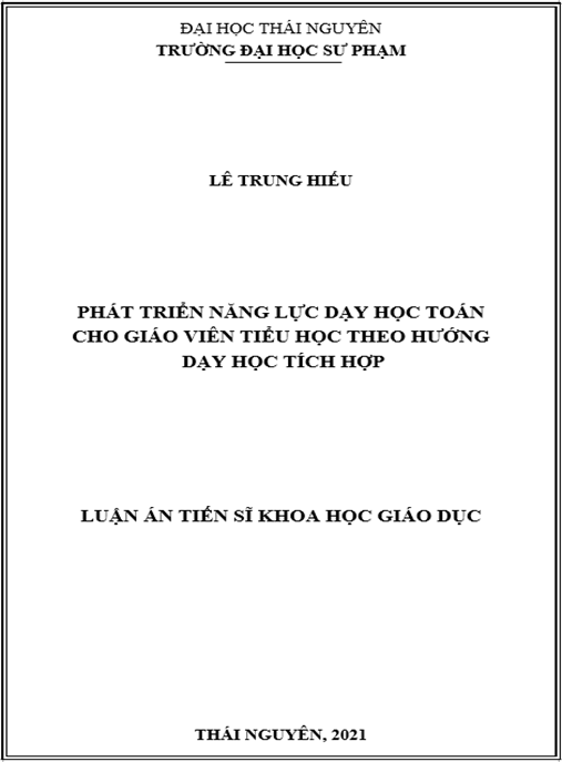 Luận án –  Phát triển năng lực dạy học Toán cho giáo viên tiểu học theo hướng dạy học tích hợp