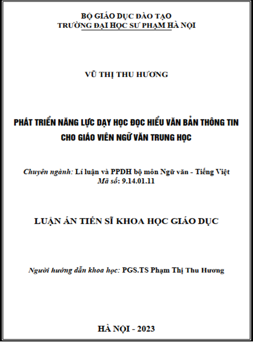 Luận án – Phát triển năng lực dạy học đọc hiểu văn bản thông tin cho giáo viên Ngữ văn trung học