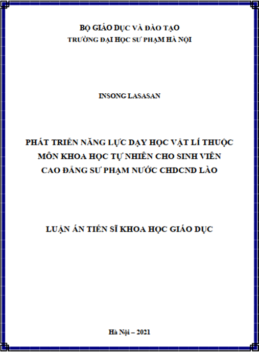 Luận án – Phát triển năng lực dạy học vật lí thuộc môn KHTN cho sinh viên CĐSP nước CHDCND Lào