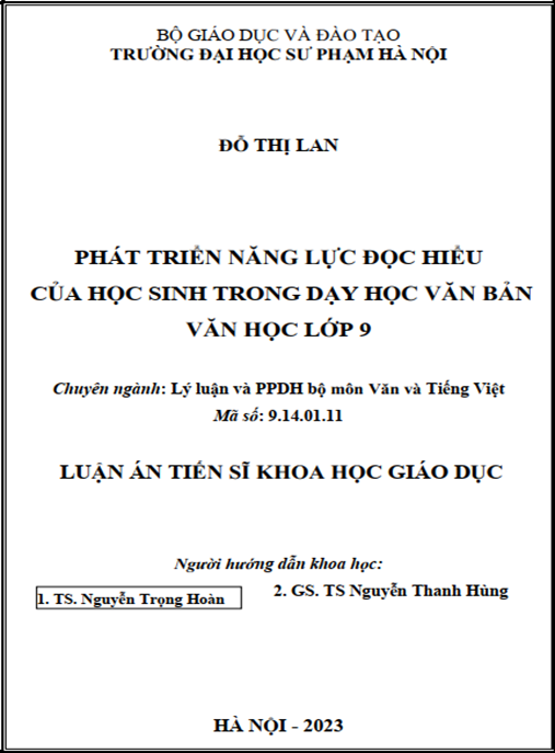 Luận án – Phát triển năng lực đọc hiểu của học sinh trong dạy học văn bản Ngữ Văn lớp 9