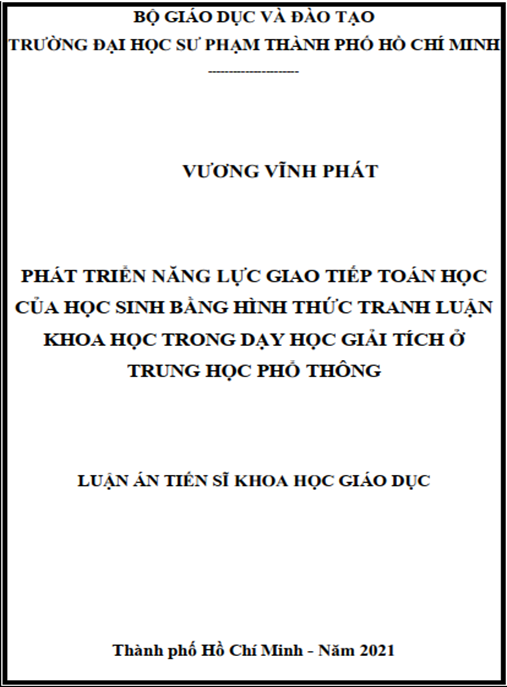 Luận án – Phát triển năng lực giao tiếp toán học của học sinh bằng hình thức tranh luận khoa học trong dạy học Giải tích ở Trung học phổ thông