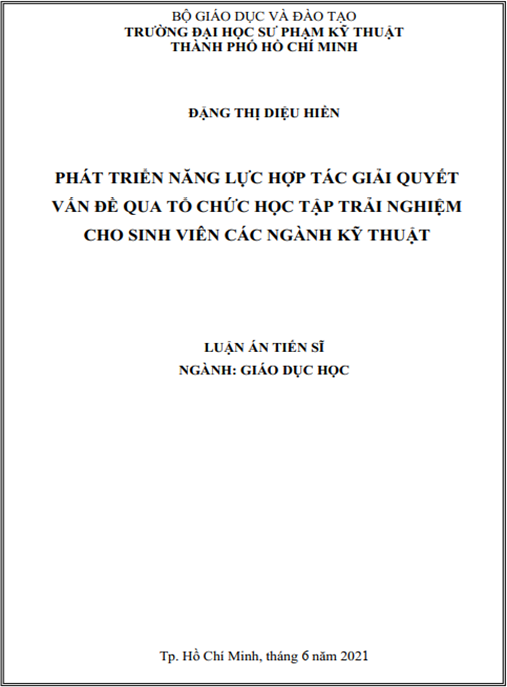Luận án –  Phát triển năng lực hợp tác giải quyết vấn đề qua tổ chức học tập trải nghiệm cho sinh viên các ngành kỹ thuật