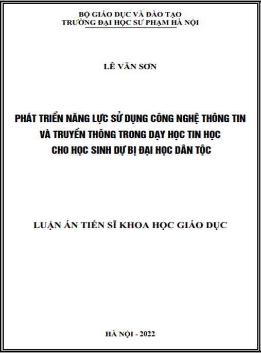 Luận án –  Phát triển năng lực sử dụng công nghệ thông tin và truyền thông trong dạy học Tin học cho học sinh dự bị đại học dân tộc