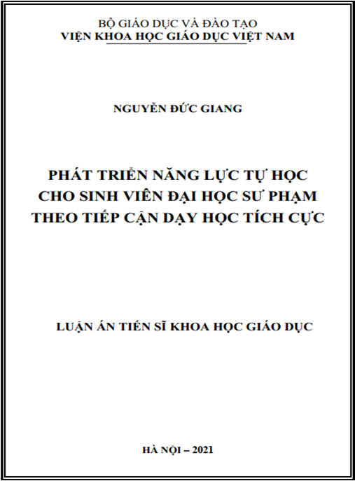 Luận án –  Phát triển năng lực tự học cho sinh viên đại học sư phạm theo tiếp cận dạy học tích cực