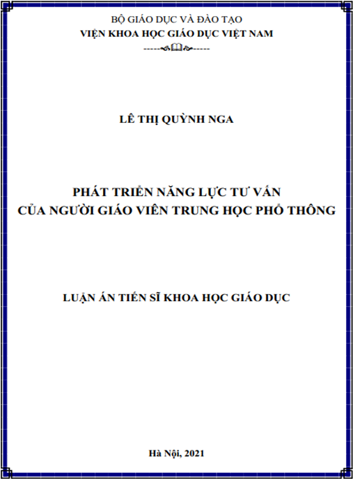 Luận án –  Phát triển năng lực tư vấn của người giáo viên THPT