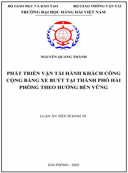 Luận án – Phát triển vận tải hành khách công cộng bằng xe buýt tại thành phố Hải Phòng theo hướng bền vững.