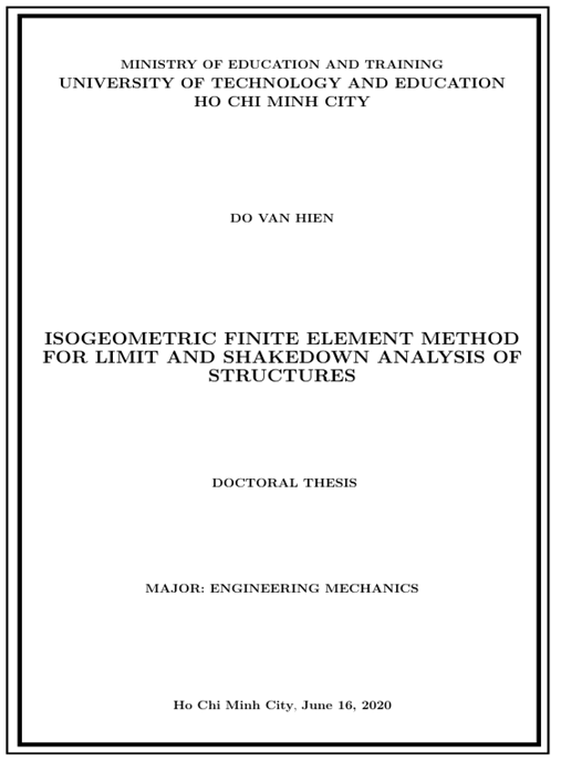 Luận án Phương pháp phần tử hữu hạn đẳng hình học cho phân tích giới hạn và thích nghi của kết cấu