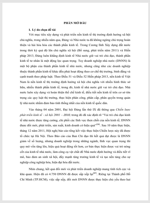 Luận án Quản Lý Hiệu Quả Vốn Tại Các Doanh Nghiệp Nhà Nước – Từ Thực Tiễn Công Ty Trách Nhiệm Hữu Hạn Một Thành Viên Của Thành Phố Hồ Chí Minh