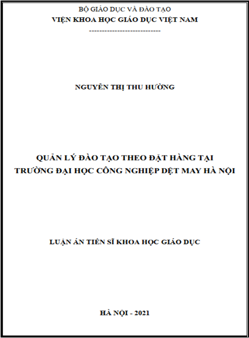 Luận án –  Quản lý đào tạo theo đặt hàng tại trường Đại học Công nghiệp Dệt May Hà Nội