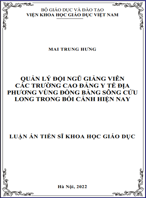 Luận án –  Quản lý đội ngũ giảng viên các trường cao đẳng y tế Vùng đồng bằng sông Cửu Long trong bối cảnh hiện nay