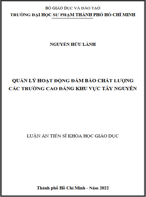 Luận án – Quản lý hoạt động đảm bảo chất lượng các trường cao đẳng khu vực Tây Nguyên