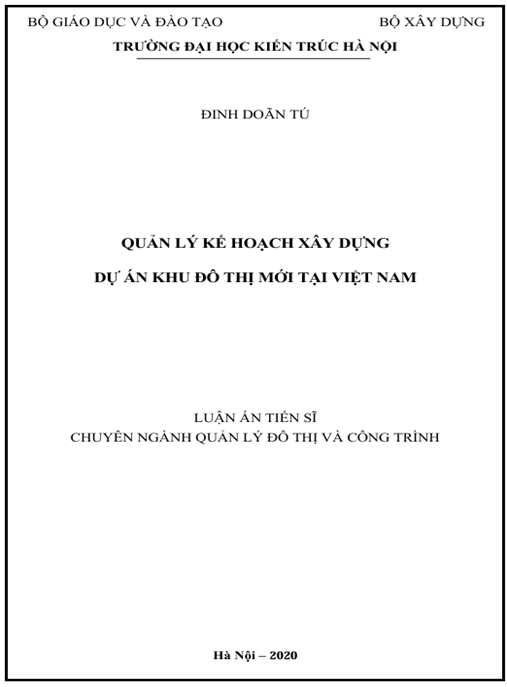 Luận án Quản lý kế hoạch xây dựng dự án khu đô thị mới tại Việt Nam