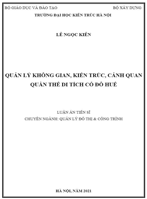 Luận án – Quản lý không gian, kiến trúc, cảnh quan Quần thể di tích cố đô Huế