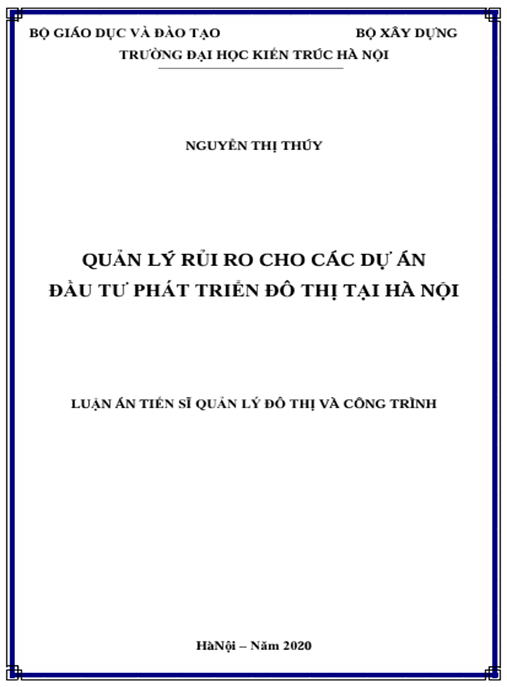 Luận án Quản lý rủi ro cho các dự án đầu tư phát triển đô thị tại Hà Nội