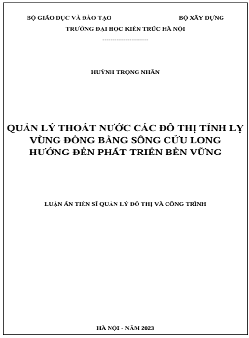 Luận án – Quản lý thoát nước các đô thị tỉnh lỵ vùng Đồng bằng sông Cửu Long hướng đến phát triển bền vững