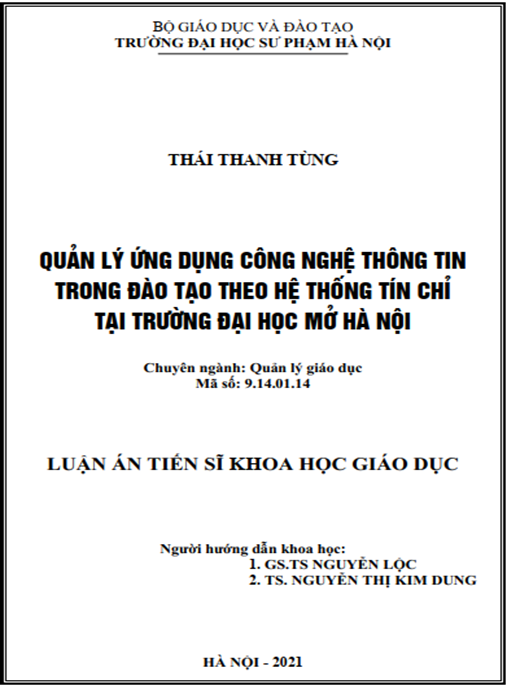 Luận án – Quản lý ứng dụng Công nghệ thông tin trong đào tạo theo tín chỉ tại Trường Đại học Mở Hà Nội